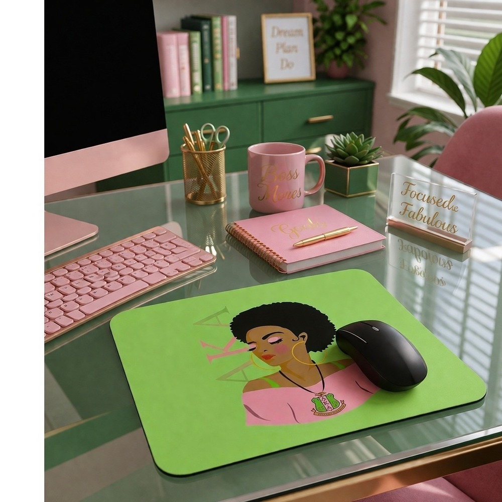 AKA Alpha‎ Kappa Alpha Mouse Pad Pink and Green with Lady Print